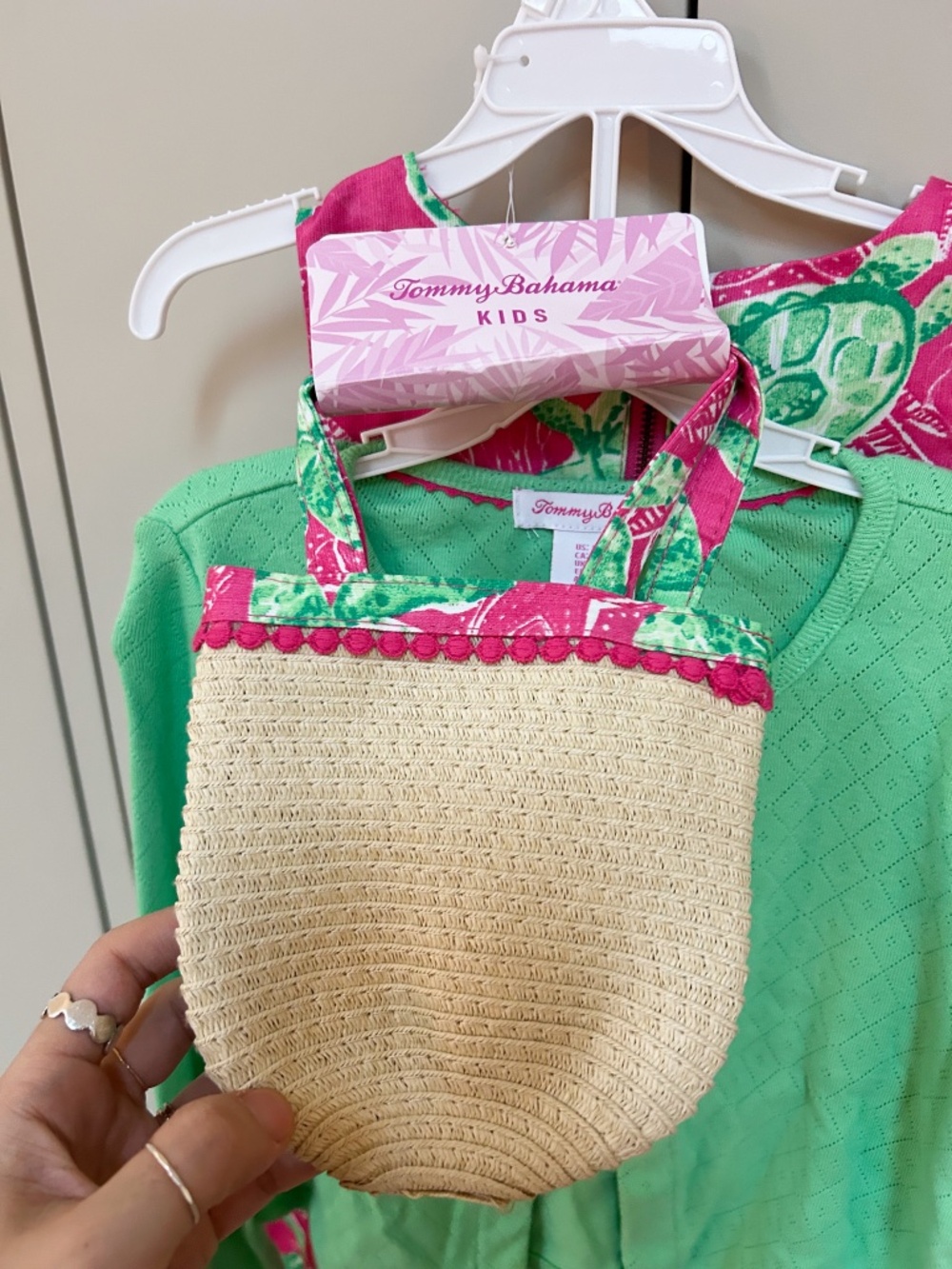 NWT Tommy Bahama kids sea turtle dress, hot pink & green-sz 6, purse&cardigan - Picture 2 of 10